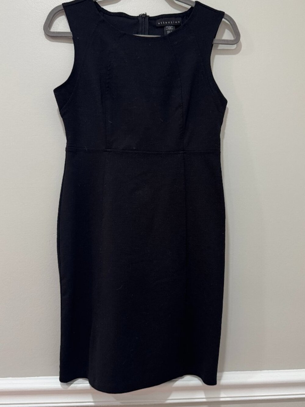 Attention Black Sheath Dress Sleeveless Zip Back XS